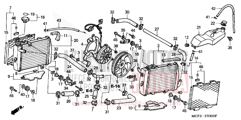 RADIATEUR (VTR1000SPY/1) von VTR1000 SP-1 WINNING RED (R258) von 2000